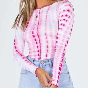 Princess Polly Pink Tie Dye Long Sleeve Too